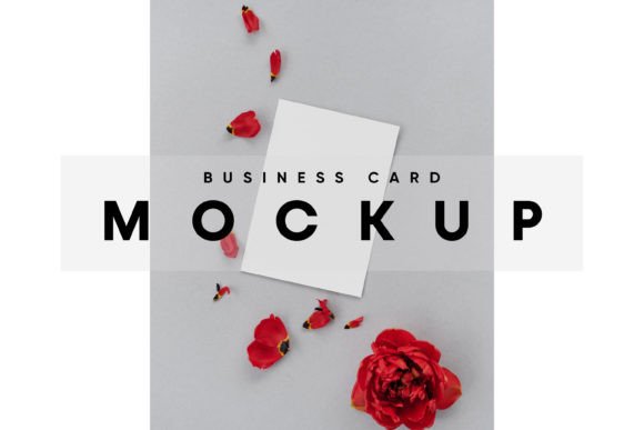 Card with Rose Flower Mockup