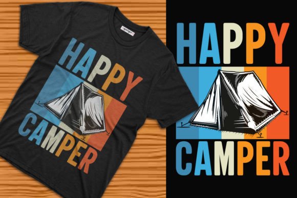 Happy Camper Camping T-shirt Design: A Versatile Template for Creators and Campers